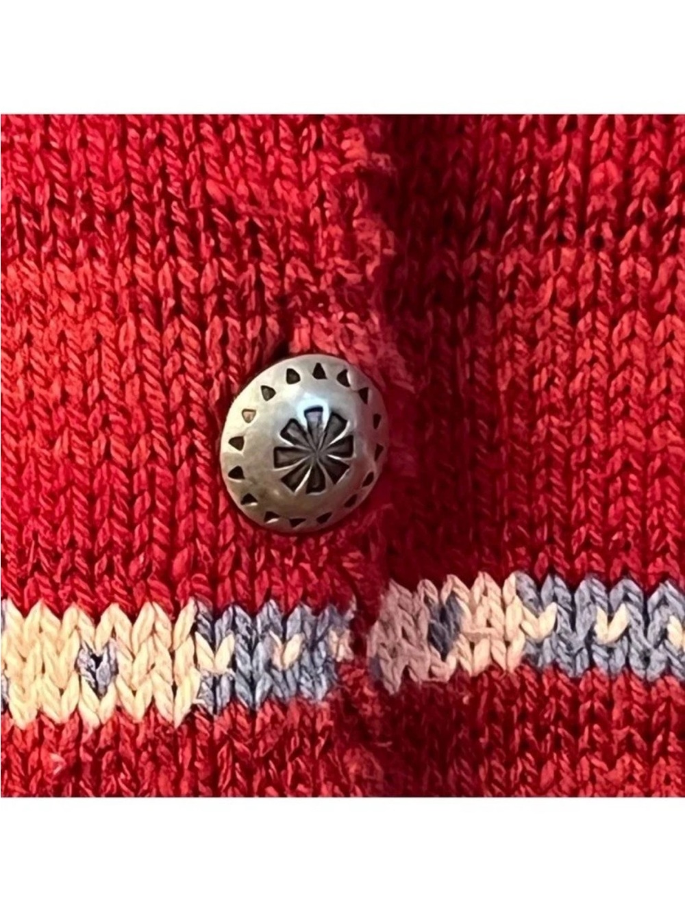 Rare Hand Knit Ralph Lauren Navajo Hand Knit Cardigan Sweater Pewter Buttons